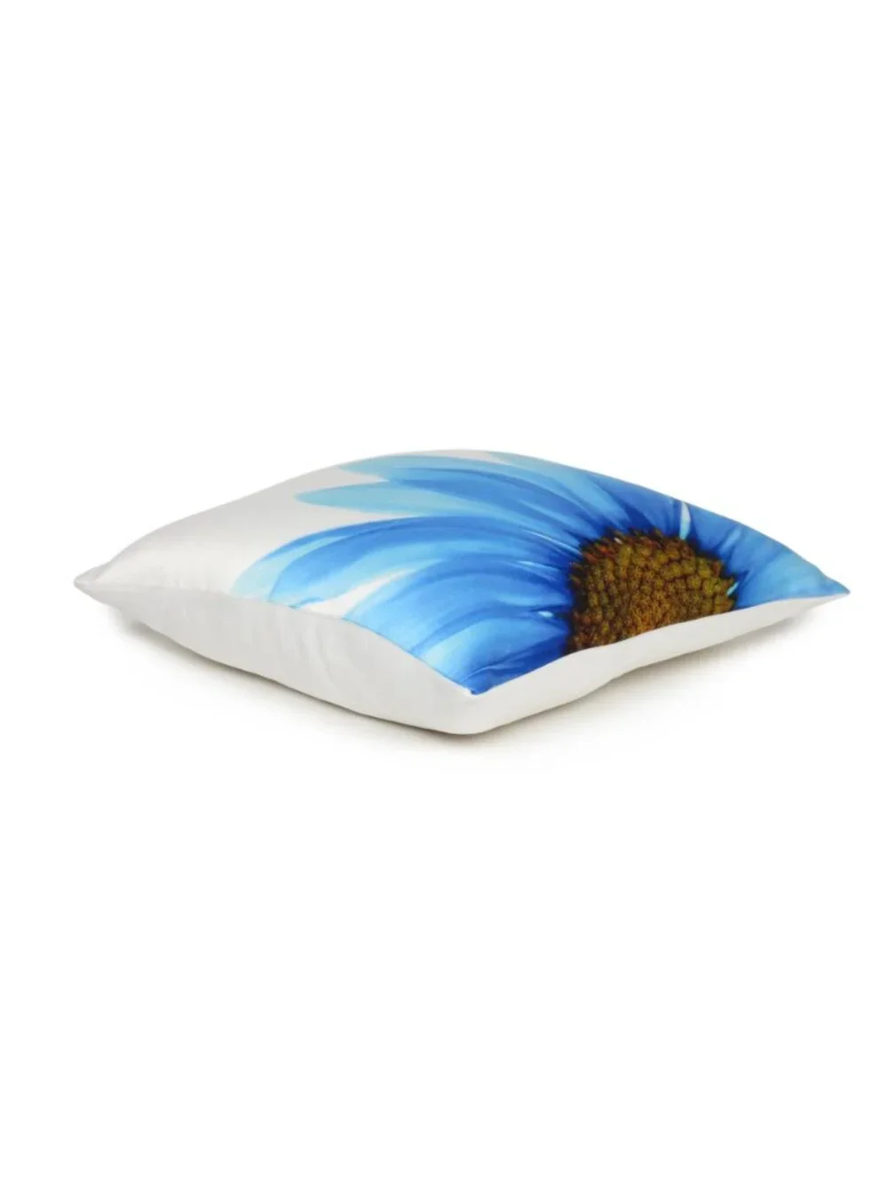 Oussum Cotton Home Decorative Floral Digital Print Blue Cushion Cover Square